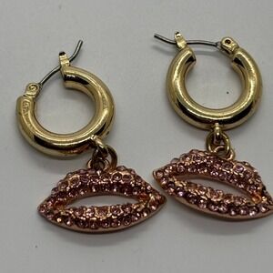 Betsey Johnson Pink Lips Earrings Pierced Signed